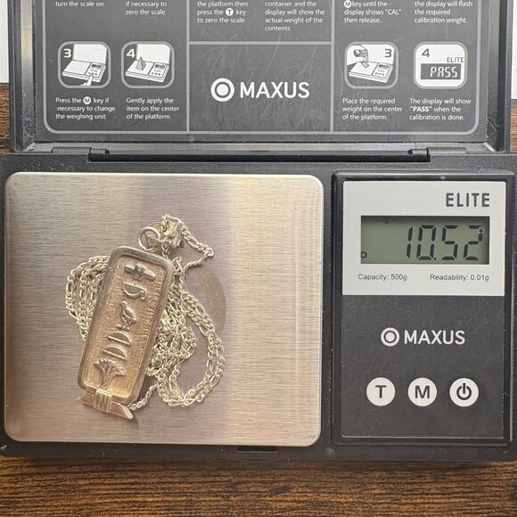 VTG Sterling Silver 925 Hieroglyphic Pendant Chain Necklace Size 26" Length - Picture 12 of 15